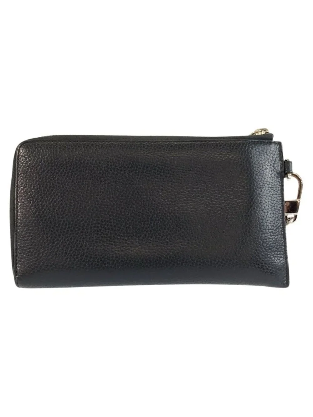 Gucci GG Metal Black Silver Leather Wallet Wrist